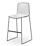 Sgabelli Tweet, telaio in acciaio cromato e scocca in polipropilene bianco