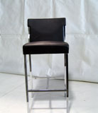 Sgabello Steel in pelle nera, struttura cromata